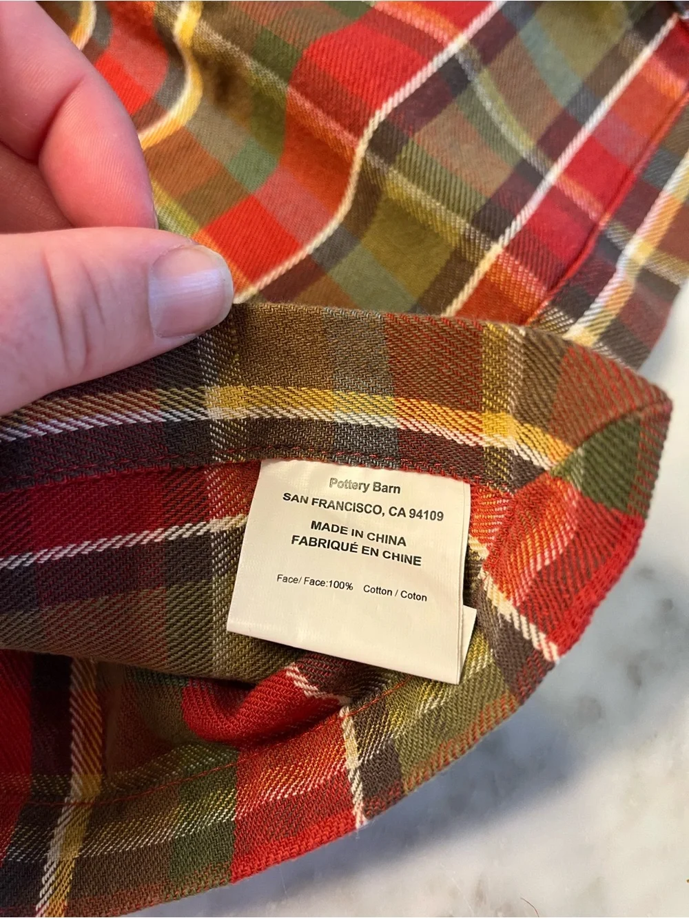Pottery Barn Red Green Plaid Cotton Napkins